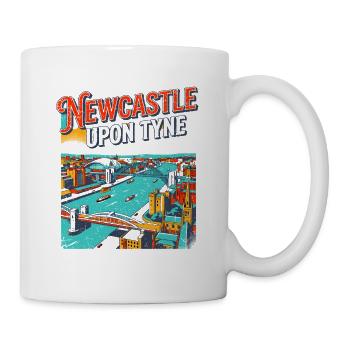 Vintage Newcastle Upon Tyne City Skyline - Tasse - Weiß - Rechts