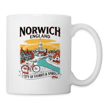 Retro Norwich England City Of Stories And Spires - Tasse - Weiß - Rechts