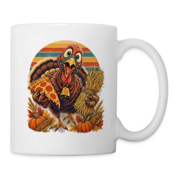 Thanksgiving-Truthahn tauscht Heu gegen Pizza - Tasse - Weiß - Rechts