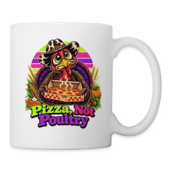 Thanksgiving-Truthahn mit Pizza-Cowboy-Spruch - Tasse - Weiß - Rechts
