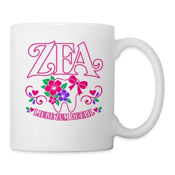 ZFA Liebe zum Detail – Zahnmedizin mit Herz - Tasse - Weiß - Rechts