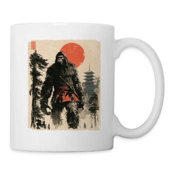 Samurai Bigfoot, Japanisch Grafik, Ukiyo-e - Tasse - Weiß - Rechts