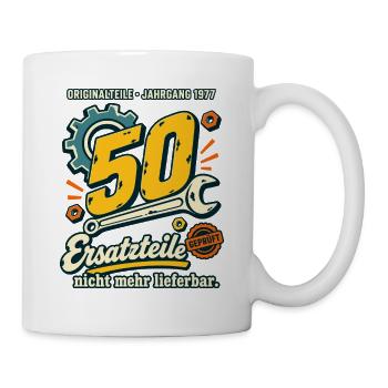 50 Jahrgang 1977 Ersatzteile - Tasse - Weiß - Rechts