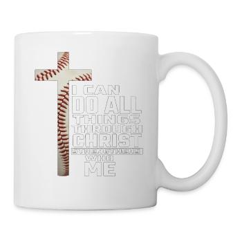 Baselball, ich kann alles tun, was Christus zu tun hat. - Tasse - Weiß - Rechts