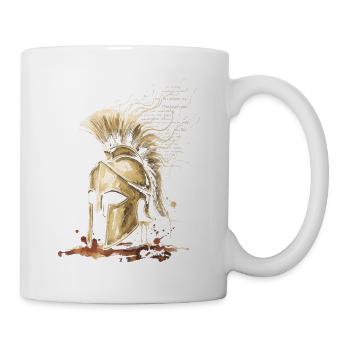 Korinthischer Helm Tintenkunst Altgriechischer Krieger - Tasse - Weiß - Rechts