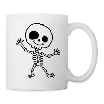 Fröhliches Halloween-Skelett im Kinder-Kritzelstil - Tasse - Weiß - Rechts