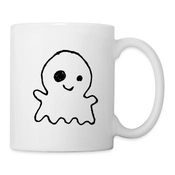 Niedlicher Halloween-Geist als Kinderkritzelei - Tasse - Weiß - Rechts