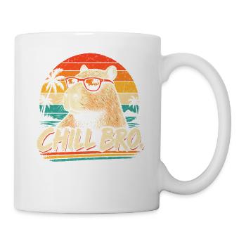 CHILL BRO – Lustiges Capybara mit Sonnenbrille - Tasse - Weiß - Rechts