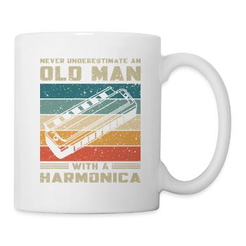 Unterschätze Nie Alten Mann Mit Mundharmonika - Tasse - Weiß - Rechts