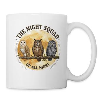 Drei Eulen unter dem Vollmond - Tasse - Weiß - Rechts