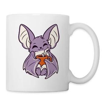 Kaffee-Fledermaus mit Becher - Tasse - Weiß - Rechts