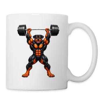 Rottweiler Gewichtheber Muskulöser Hund - Tasse - Weiß - Rechts