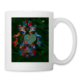 Märchenhaftes Design mit Herz und Blüten  - Tasse - Weiß - Rechts