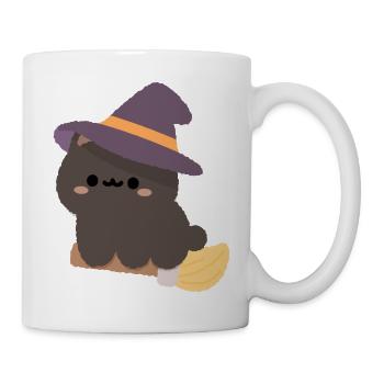 Kawaii-Hexenpudding auf einem Besen - Tasse - Weiß - Rechts