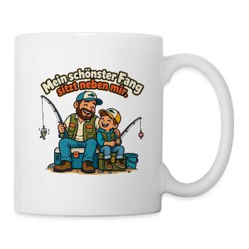 Angler Papa Angeln mit Kindern Familienangeln - Tasse - Weiß - Rechts
