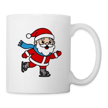 Niedliche Kawaii-Weihnachtsmann-Eislauf-Weihnachten - Tasse - Weiß - Rechts