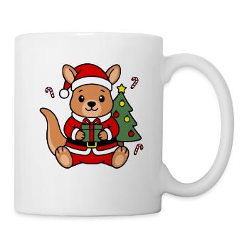 Kawaii-Weihnachtskänguru hält Weihnachtsgeschenk - Tasse - Weiß - Rechts