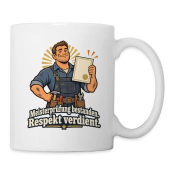 Meisterprüfung Bestanden Handwerksmeister Geschenk - Tasse - Weiß - Rechts