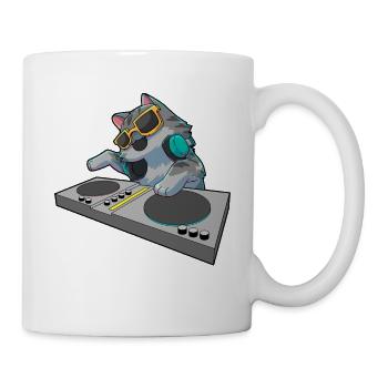Katze DJ Musik - Tasse - Weiß - Rechts