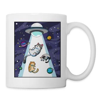 Katze UFO Entführung - Tasse - Weiß - Rechts