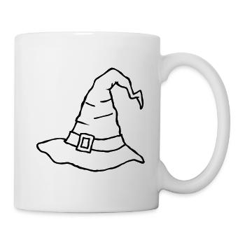 Krummer Hexenhut – Halloween-Kritzelzeichnung - Tasse - Weiß - Rechts