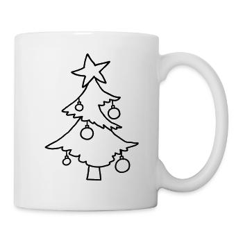 Weihnachtsbaum mit Stern – Kinderkritzelei - Tasse - Weiß - Rechts