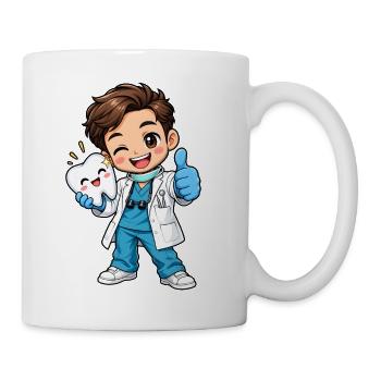 Zahnarzt Kawaii Style – Süßes Dentalmotiv - Tasse - Weiß - Rechts