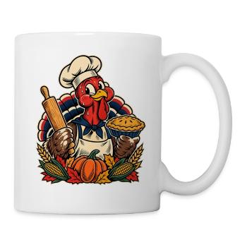 Thanksgiving Truthahn Bäcker mit Kürbis-Pie - Tasse - Weiß - Rechts