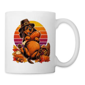 Thanksgiving Dackel satt im Truthahn-Traum - Tasse - Weiß - Rechts