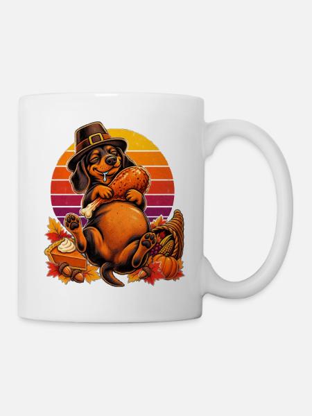 Thanksgiving Dackel satt im Truthahn-Traum - Tasse - Weiß