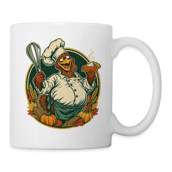 Thanksgiving-Truthahn mit Kürbiskuchen-Eskapade - Tasse - Weiß - Rechts