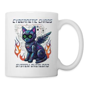 Katze Cybernetic Chaos, Cyberpunk - Tasse - Weiß - Rechts