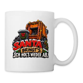 Müllmann Müllabfuhr lustiges Weihnachtsmotiv - Tasse - Weiß - Rechts