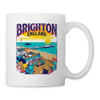 City Retro Brighton England Seaside Coastal - Tasse - Weiß - Rechts