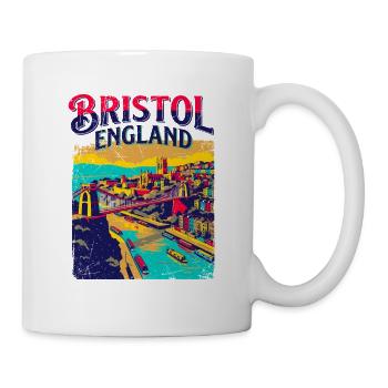 Retro Bristol England Cityscape Skyline Art - Tasse - Weiß - Rechts