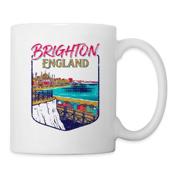 City Vintage Brighton England Coastal Skyline - Tasse - Weiß - Rechts