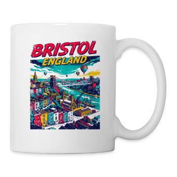 Retro Bristol England City Skyline Travel - Tasse - Weiß - Rechts