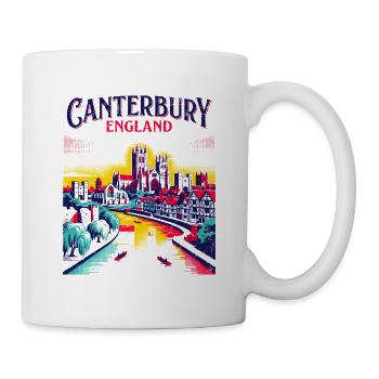 City Vintage Canterbury England Cathedral Skyline - Tasse - Weiß - Rechts
