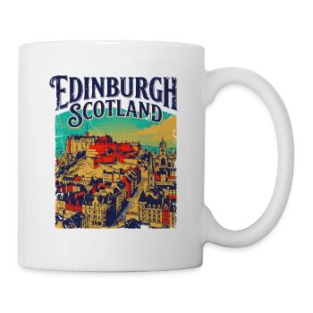 City Vintage Edinburgh Scotland Skyline - Tasse - Weiß - Rechts