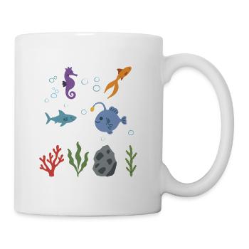 Seepferdchen Unterwasser Kinder Goldfisch Hai - Tasse - Weiß - Rechts
