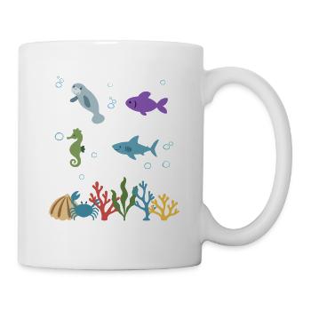 Seekuh Unterwasser Kinder Fisch Seepferdchen - Tasse - Weiß - Rechts