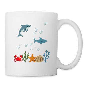Delfin Unterwasser Kinder Hai - Tasse - Weiß - Rechts