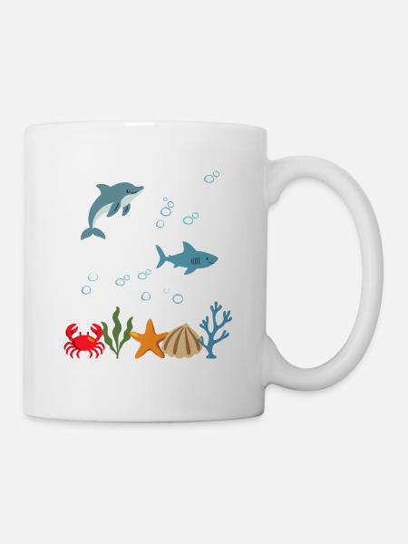 Delfin Unterwasser Kinder Hai - Tasse - Weiß