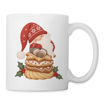 Schlafender Wichtel auf Weihnachtsplätzchen - Tasse - Weiß - Rechts