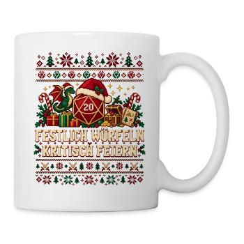 Rollenspiel - Festlich würfeln kritisch feiern - Tasse - Weiß - Rechts