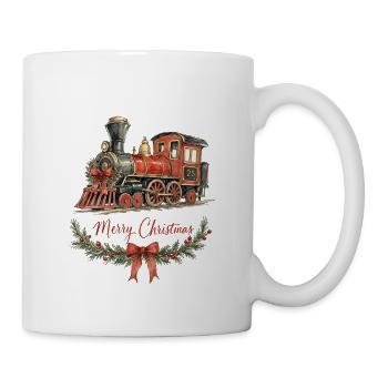 Aquarell Weihnachtszug mit Kranz - Tasse - Weiß - Rechts