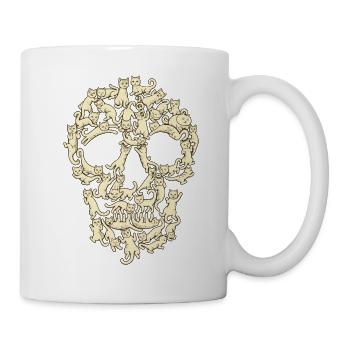 Schädel aus Katzen - Tasse - Weiß - Rechts