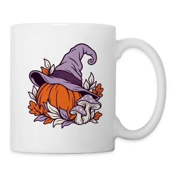 Herbstlicher Kürbis mit Hexenhut - Tasse - Weiß - Rechts