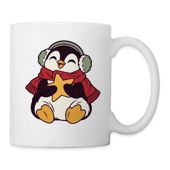 Winterpinguin mit Stern und Kopfhörern - Tasse - Weiß - Rechts