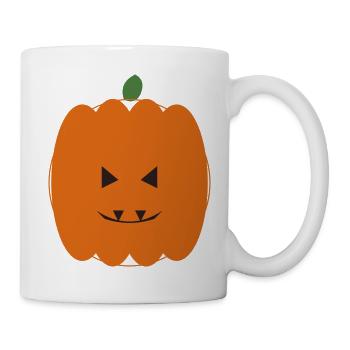 Kürbis Halloween Lächeln Design - Tasse - Weiß - Rechts